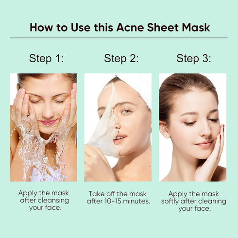 Anti Acne Face Mask Skincare, Salicylic Acid Acne Treatment Sheet Mask, Acne Facial Mask for Acne Prone Skin, Oil Control, Deep Cleansing Face Mas...