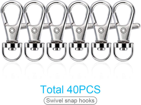 160PCS Keychain Making kit - 40PCS Swivel Lobster Clasp, 40PCS Key Rings with Chain, 40pcs Jump Rings and 40pcs Screw Eye Pins for Keychain Lanyar...