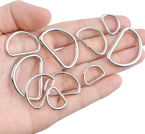 BronaGrand 60pcs Assorted Multi-Purpose Metal D Ring Semi-Circular D Ring for Hardware Bags Ring Hand DIY Accessories - 1/2 Inch, 3/4 Inch, 1 Inch...