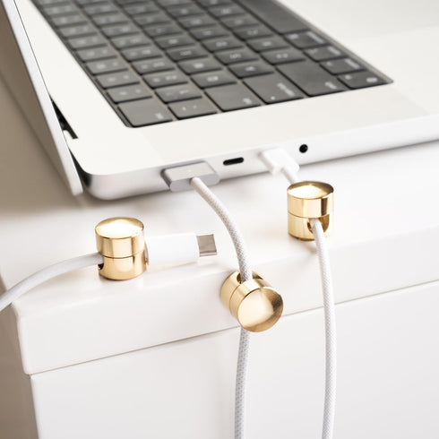 Cable Anchors for Desk Organization Gold | Premium Aluminum Cord Organizers | Charger + Cable Management Clips for Home & Office | Stylish, Sturdy...