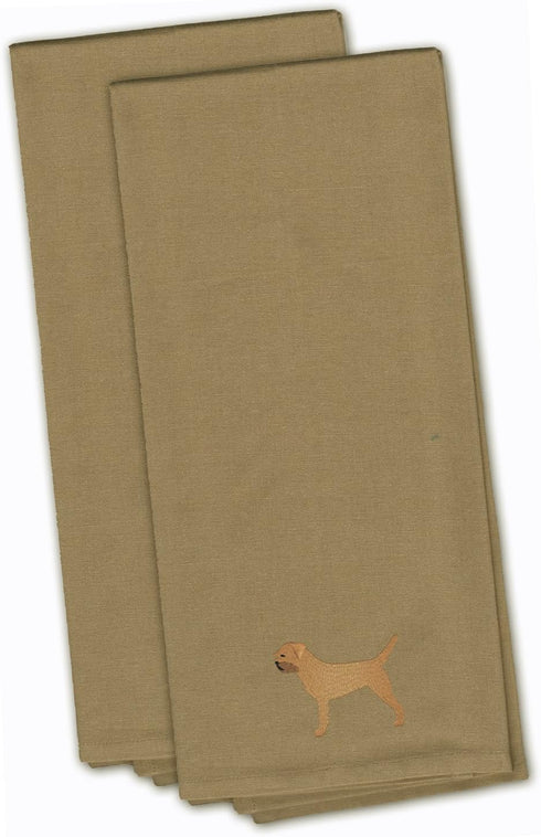 Caroline's Treasures BB3389TNTWE Border Terrier Tan Embroidered Towel Set of 2 Decorative Bathroom Guest Hand Towel for Hand, Face, Tea, Dishcloth...
