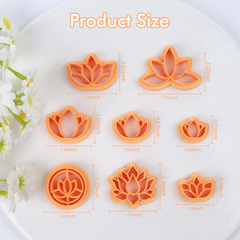 Puocaon Lotus Polymer Clay Cutters - 8 Pcs Clay Cutters for Polymer Clay Jewelry, Flower Polymer Clay Earring Cutters, Lotus Clay Cutters for Earr...