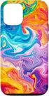 iPhone 15 Rainbow Paint Pour Abstract Liquid Cute Aesthetic Pretty Case...