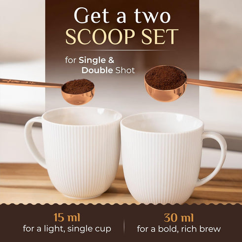 Orblue Premium Coffee Scoop Set - 1 Tbsp (15ml) & 2 Tbsp (30ml) Measuring Tablespoon - Stainless Steel Coffee Measuring Spoon and Scooper with Lon...