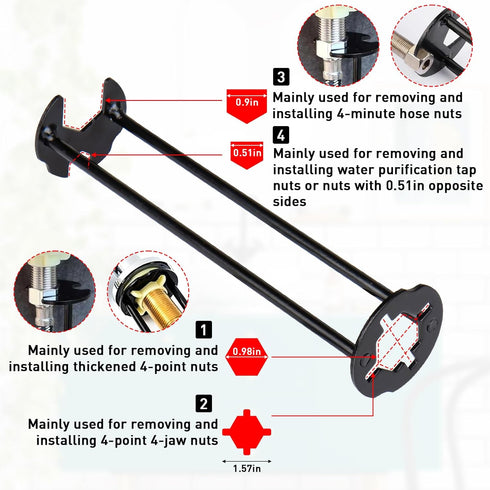 2-Pack Universal Sink Wrench Set - Multifunctional 7-Size Under Basin & Four-Claw Hexagon Plumbing Installation & Removal Tools for Bathroom & Kit...