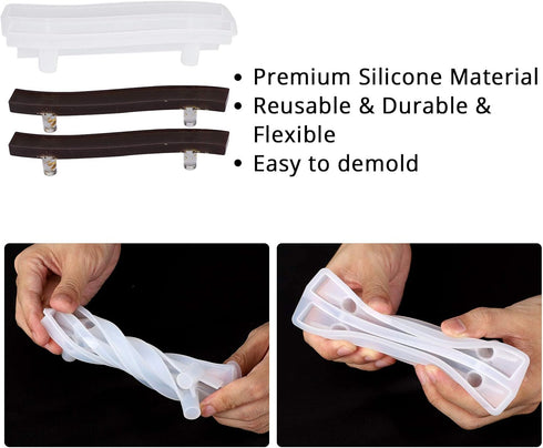 Gartful 4PCS Handle Molds for Resin Casting, Epoxy Resin Handle Molds for Serving Board, Agate Platter, Jewelry Tray, Cabinet Cupboard, Home Decor...