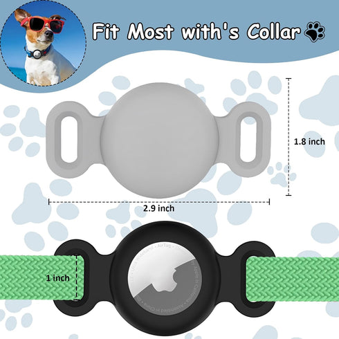 Airtag Dog Collar Holder Waterproof 2 Pack, Airtag Cases for Pet Cats Dog GPS Tracker,Silicone Airtag Holder (for Apple Airtag) Anti-Lost Personal...