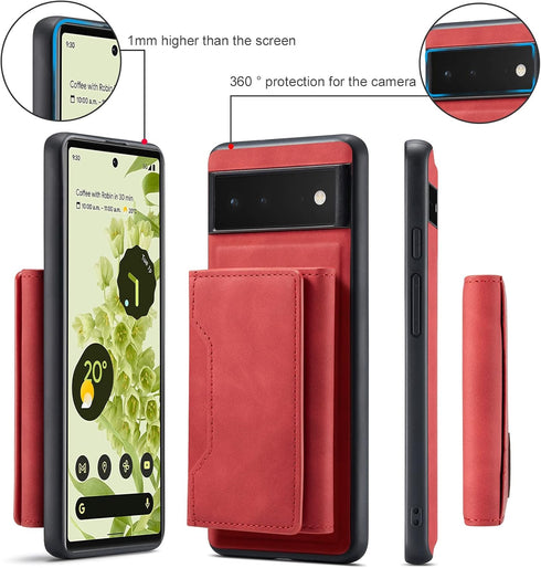 Asuwish Phone Case for Google Pixel 6 Wallet Cover with Tempered Glass Screen Protector and Credit Card Holder Stand Leather Cell Accessories Pixe...