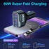 60W Fast Car Charger,SUNDAREE USB c Car Charger Fast Charging Cigarette Lighter Adapter, QC 3.0 18W & PD 30W Type c Car Charger with 3.3FT C to C ...