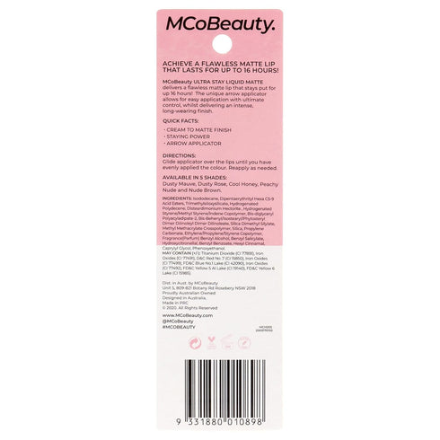 MCoBeauty Ultra Stay Matte Liquid Lipstick - Creamy Formula That Lasts Up To 16 Hours - Delivers Flawless, High-Impact Color In A Matte Finish - U...