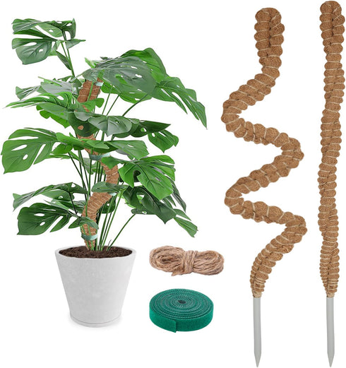 2 Pack 25 Inch Coco Coir Moss Poles for Climbing Indoor Plants - Handmade Plant Support for Creepers to Grow Upwards...