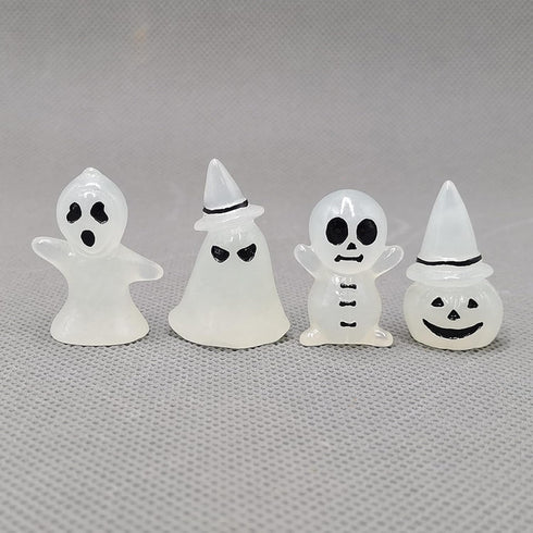 BinaryABC Halloween Glow in The Dark Pumpkin Ghost Miniature Figurines,Luminous Garden Ghost Decor, Fairy Garden Doll House Accessories,Halloween ...