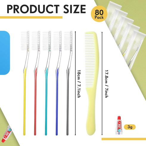20 Sets Disposable Toothbrushes with Toothpaste and Comb Travel Toothbrushes Bulk Individually Wrapped Toothbrush Kit 7 Inch Mini Portable Toothbr...