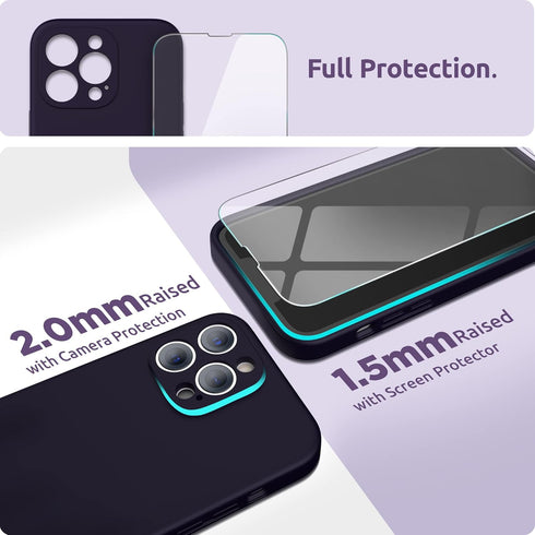 SURPHY Compatible with iPhone 13 Pro Max Case with Screen Protector, (Camera Protection + Soft Microfiber Lining) Liquid Silicone Phone Case 6.7 i...