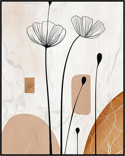 Posterizer 1 pcs-minimalist floral line drawing-beige chic poster 1-Floral & Botanical Art-Abstract & Modern Art-Decor for Home & Office- unframed...