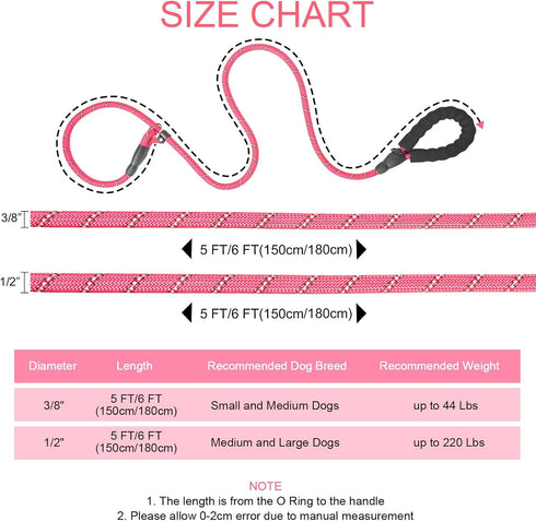 Slip Lead 6 FT for Medium and Large Dogs,Puppy Dog Training Leash Heavy Duty,No Pull Reflective Nylon Dog Leash,Rope Training Leash for Dogs That ...