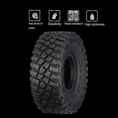 4PCS 1/24 1 inch All Terrain Rainforest Butyl Rubber Softer Version Tire with Liner Sponge for AXIAL SCX24 2021 Bronco, FMS FCX24, Jeep JT Gladiat...