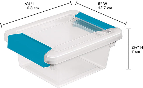 STERILITE Mini Clip Box Clear Base & Lid Aquarium Blue Latches...