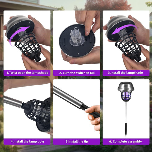 Solar Bug Zapper Outdoor Mosquito Zapper 2 in 1 Mosquito Killer Lamp for Patio Backyard Garden Pathway Insect Mosquito Repellent purple and White ...