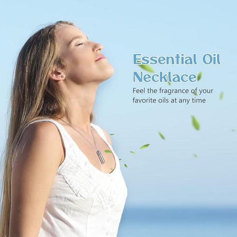 Essential Oil Diffuser Necklaces for Women, 2PCS Aromatherapy Necklaces Stainless Steel Diffuser Locket Pendant Cylinder with 20 Felt Pads, Aroma ...
