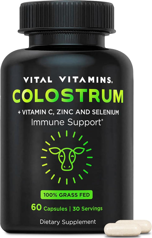Vital Vitamins Colostrum Supplement - Grass-Fed Bovine Colostrum from First Milking - Standardized to Contain 30% IgG Immunoglobulins - Supports I...