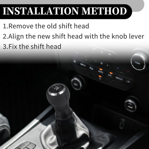 6 Speed Manual Gear Shift Knob - Car Gearbox Stick Shifter Lever Knob - for Toyota Yaris 2005-2010 Plastic Faux Leather Black Silver Tone - 1 Pc...