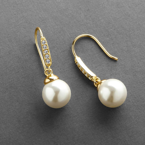 Mariell Pearl Drop Bridal Earring, Gold Wedding Earring for Brides, Bridesmaid, Mother's Day Jewelry Gift...