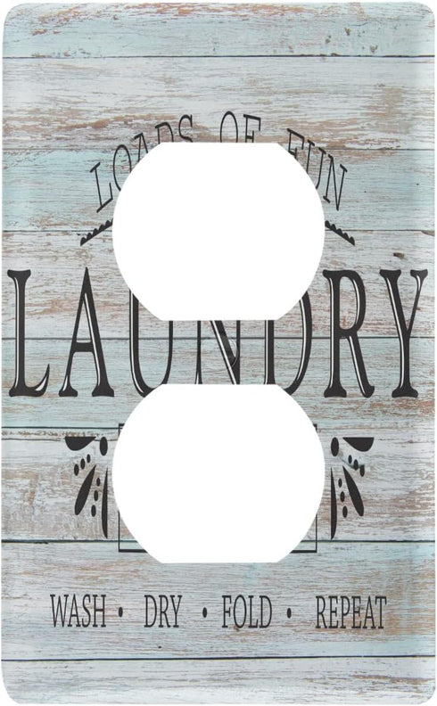 Laundry Room Wood Wall Plate, Duplex Outlet Covers Switch Plate, Light Switch Plates Cover for Bedroom kitchen Home Decor, Standard Size...