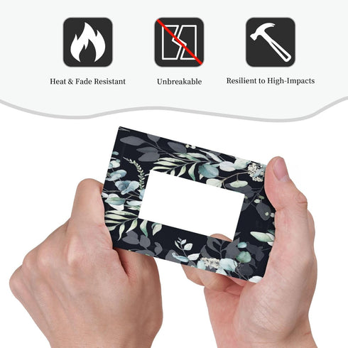 Decorative Switch Plate Covers Boho Black/Grey Eucalyptus Leaf Floral 1 Gang Single Decora GFCI Device Light Switch Cover 1 Rocker Outlet Wall Pla...
