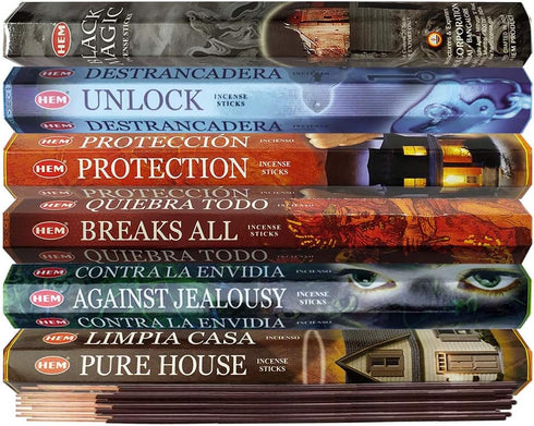 Hem Incense Sticks Variety Pack #21 and Incense Stick Holder Bundle with 6 Witchcraft Themed Fragrances...