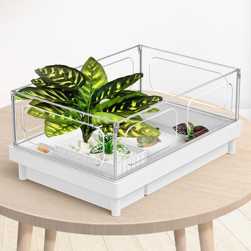 Reptile Artificial Plants, Terrarium Plants Decorations Supplies, Aquarium Fish Tank Plant, Amphibian Habitat Hideout Tank Accessories(L Set-3pcs/...