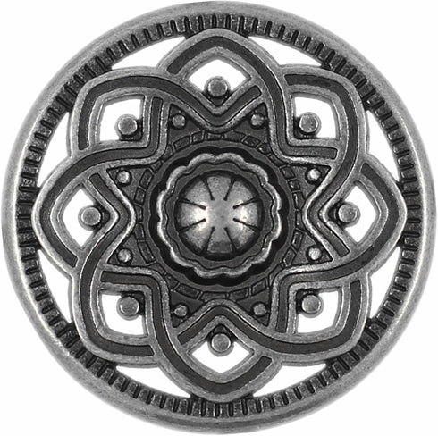 Bezelry 12 Pieces Octastar Flower Metal Shank Buttons. 23mm (7/8 inch) (Gray Silver)...