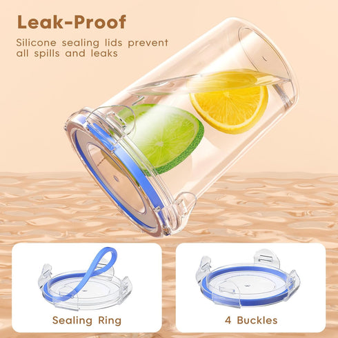 4 Pack Overnight Oats Containers with Lids, Oatmeal Container, 16oz Leak Proof Oats Jars, BPA Free, Reusable, Portable Plastic Food Storage Contai...