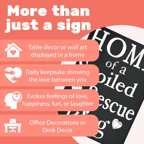 Home of a Spoiled Rescue Dog Wooden Sign, Black and White Dog Lover Decor, Gift for Pet Owners Dog Moms, Made in USA...