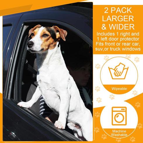 2 Pcs Car Door Protector Pet Dog Paw Prints Car Door Cover Protector Waterproof Scratching Nonslip Universal Fit Car Door Guard with Storage Pocke...