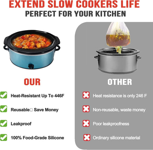 Slow Cooker Divider Silicone Liners, 7 Qt & Slow Cookers Compatible, Cook Two Dishes At Once - Easy Cleanup Dishwasher, Bpa Free 7 Quart Liners Bl...