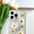 for iPhone 15 Pro Max Clear Case with Pressed Real Flowers Design,Glitter Cute White Floral Pattern Slim Soft TPU Protective Women Girl's Phone Co...