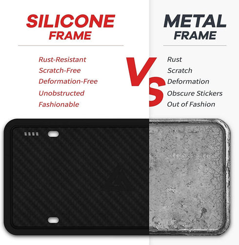 Aujen Silicone License Plate Frames, 1 Pack Black Side-Opening License Bracket Holder with Easy Installation, License Plate Frame Without Obstruct...