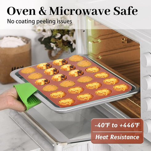 JOERSH 2-PK Mini Muffin Pans Non-Stick 24 Cups Silicone Mini Cupcake Pans, Silicone Baking Molds for Muffin Cakes, Tart, Bread...