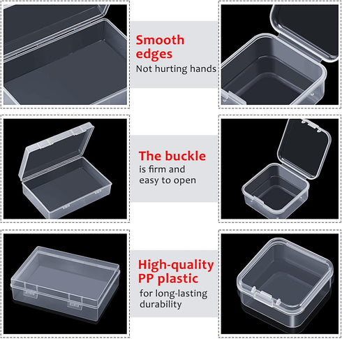 Blulu 24 Pcs Small Bead Organizer Plastic Bead Storage Containers Clear Plastic Storage Case Craft Containers with 2 Pcs Hinged Lid Clear Craft Ca...