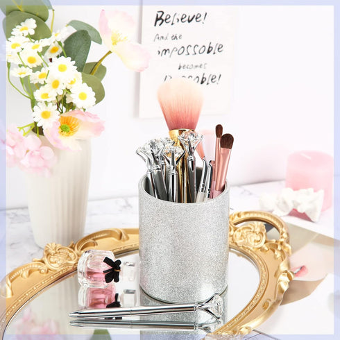 Pen Holder with 6 Pcs Bling Diamond Pens, Pencil Cups for Desk Glitter Bling Desk Organizer Makeup Brush Holder for Women Girls Classroom Offices ...
