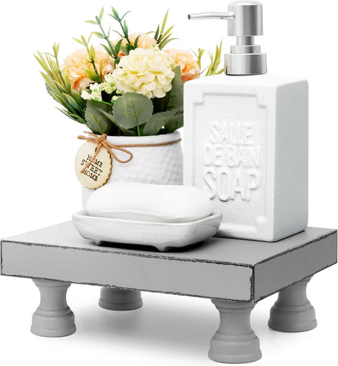 Decorative Wood Riser for Display : Modern Farmhouse Pedestal Stand for Home & Kitchen Decor and Stylish Soap Stand for Sink - Rustic Bathroom Cou...