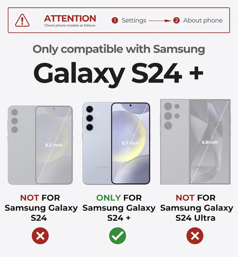 Dexnor for Samsung Galaxy S24 Plus Case with Built-in Slide Camera Cover & Screen Protector & Kickstand, Shockproof Rugged Case Full-Body Bumper P...