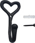 ZEYU Heavy Duty Coat Hooks, 4pcs Cast Iron Love Heart Shape Wall Hooks for Hanging Coats, Black No Rust Hooks for Scarf, Bag, Towel, Key, Cap, Cup...