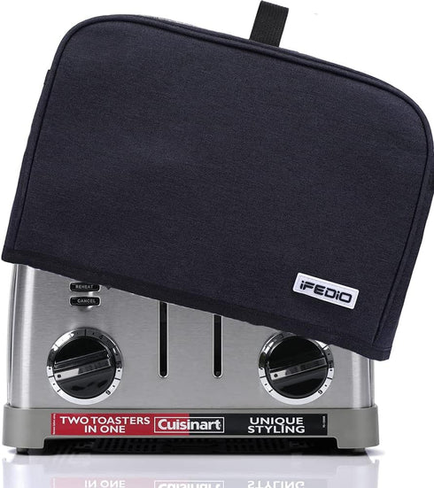 iFedio 4 Slice Toaster Cover with Pockets & Top Handle,Small Appliance Toaster Dust Cover, Machine Washable(Black)...