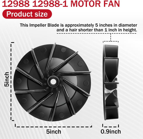 Replacement Fan for Sanitaire Upright Vacuum Cleaner Replaces for 20-8620-08 Fits for 1934A 1950A 2010XRB SC678 SC888 SC883 E-881 5" Diameter with...