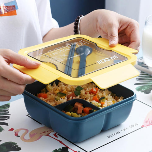 Bento Box Adult Lunch Container with Utensils, 37 OZ/1100 ML Lunch Box 2 Compartment Food Container for Men Women, Portable Salad Container with S...