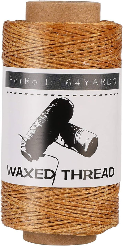 Jupean Waxed Thread, 150m /164Yards Medium Coffee Leather Waxed Thread, Leather Sewing Threads, Hand Stitching Threads for Hand Sewing, Bookbindin...