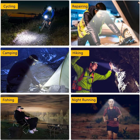 Headlamp Rechargeable, 230° Wide Beam Head Lamp LED with Motion Sensor for Adults - Camping Accessories Gear, Waterproof Head Light Flashlight for...