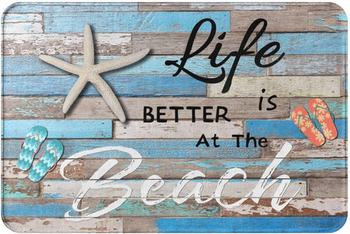 Beach Plank Starfish Sand Beach Life Fun Indoor and Outdoor Door Mat Welcome Mat Non-Slip Home Bath Room Decoration Mat Rug Housewarming Gift 31"x...